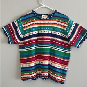 Talbots Vintage 90s NWT Embroidered Striped Multicolor Womens Sweater Sz M